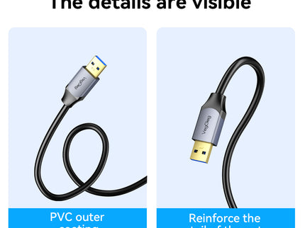VegGieg V-U330 USB 3.0 Active Extension Cable | 5Gbps High-Speed | 15m–30m Long-Distance Signal Booster | Triple Shielded, Plug & Play