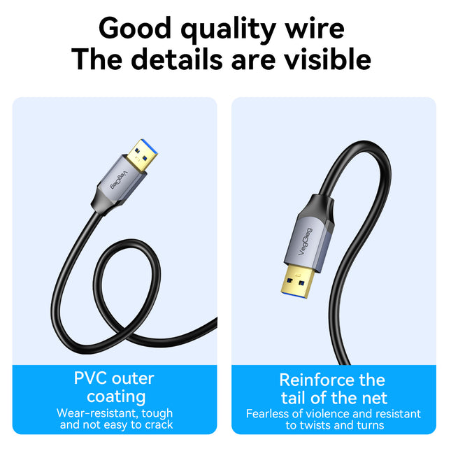 VegGieg V-U330 USB 3.0 Active Extension Cable | 5Gbps High-Speed | 15m–30m Long-Distance Signal Booster | Triple Shielded, Plug & Play