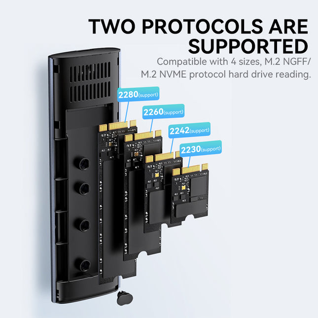 VegGieg M.2 NVMe SSD Enclosure | USB 3.2 Gen 2 | 10Gbps Tool-Free Aluminum Case for M-Key & B+M Key NVMe SSDs (2230/2242/2260/2280)