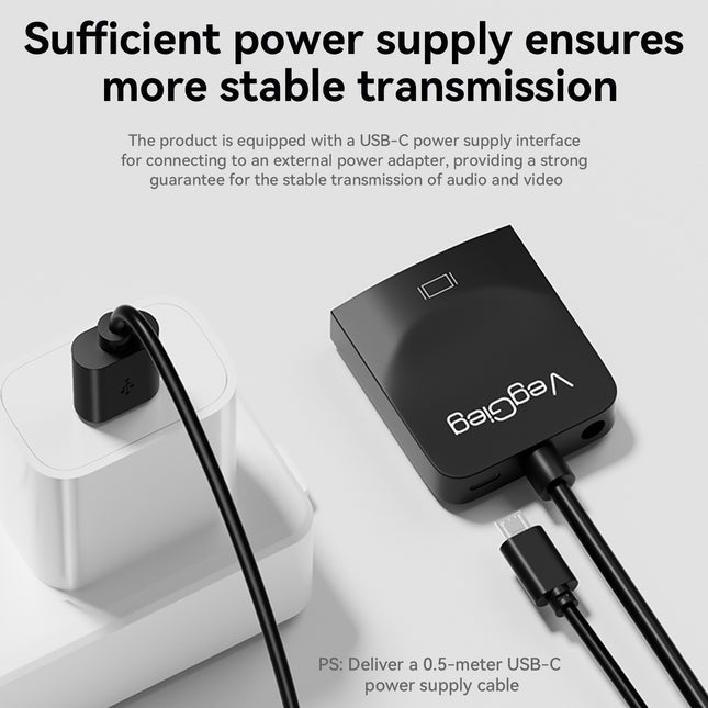 VegGieg V-Z618 VGA to HDMI Converter | 1080p Full HD | With Audio & USB Power | Plug & Play Video Adapter for PC, Laptop, Projector, TV