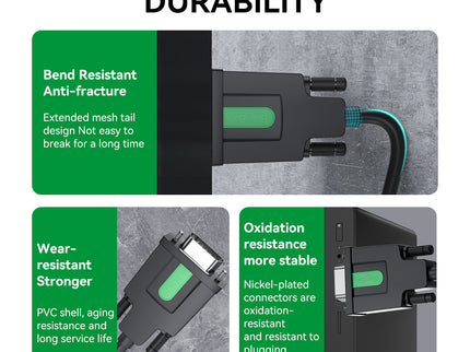 VegGieg V-U401 USB to Serial RS232 Adapter Cable | DB9 Male | FTDI Chipset | Plug & Play | 1.5m Length | Supports Windows, Linux, macOS