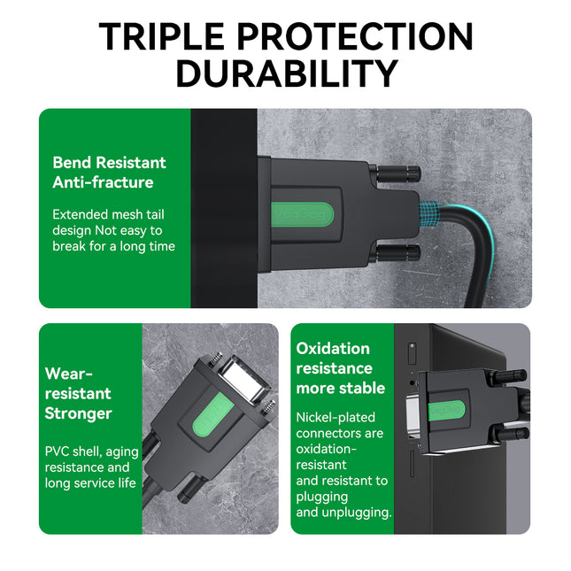 VegGieg V-U401 USB to Serial RS232 Adapter Cable | DB9 Male | FTDI Chipset | Plug & Play | 1.5m Length | Supports Windows, Linux, macOS
