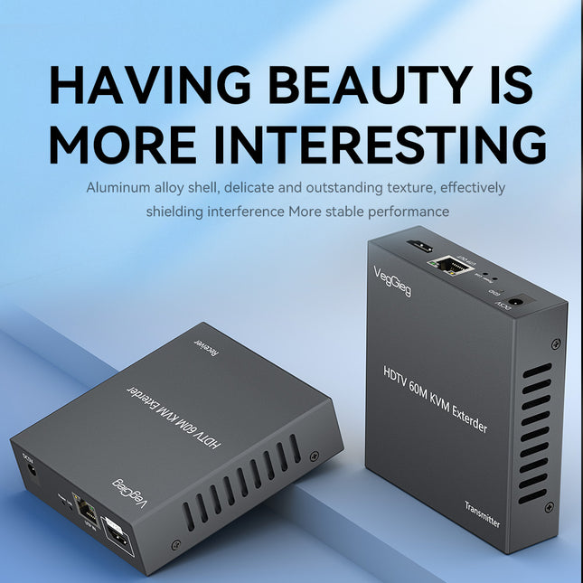 VegGieg V-HD010 HDMI Extender over CAT6 | 60M Transmission | Full HD 1080p | IR Support | HDMI + LAN Extension Kit | Plug & Play