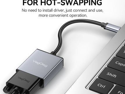 VegGieg Type-C to VGA Adapter | 1080P @ 60Hz | USB-C to VGA Converter for Laptop, MacBook, iPad, Android Phone | Plug & Play | Aluminum Alloy