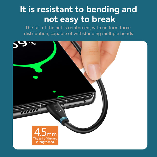 VegGieg V-U323 USB-A to Type-C Data Cable | 10Gbps SuperSpeed | 3A Charging | Braided | Ideal for CarPlay & Android Auto