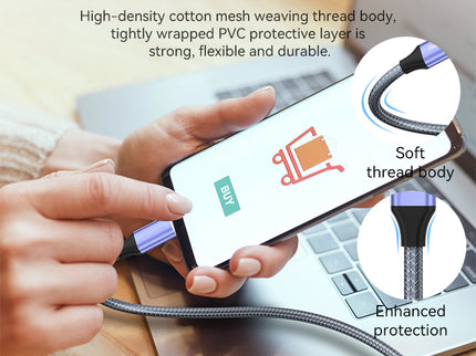 VegGieg V-H921 USB-C to USB-C Cable | 100W PD Fast Charging | 4K Display Output | 10Gbps Data Transfer | 2m Braided Durable Cable