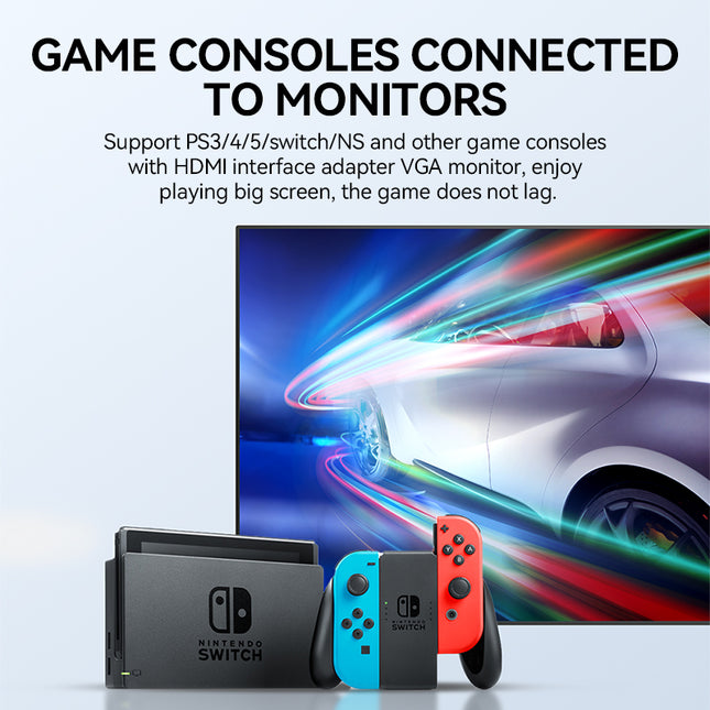 VegGieg HDMI to VGA Adapter | 1080P @ 60Hz | With or Without Audio | Video Converter for Monitor, Projector, TV