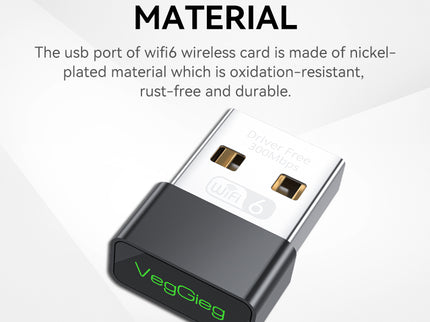 VegGieg Dual Band USB Wi-Fi Adapter | 2.4GHz & 5GHz | 300Mbps Wireless Network Dongle | Plug & Play WiFi Receiver for PC/Laptop