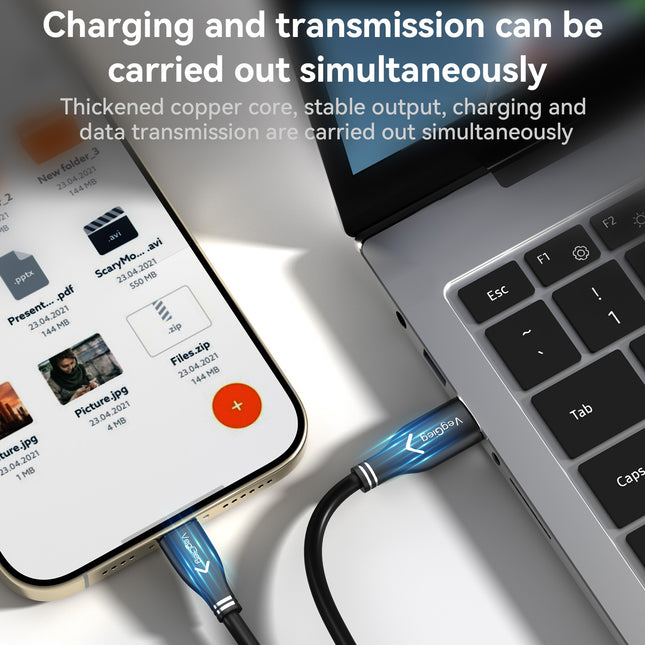 VegGieg V-U323 USB-A to Type-C Data Cable | 10Gbps SuperSpeed | 3A Charging | Braided | Ideal for CarPlay & Android Auto