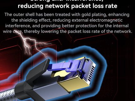VegGieg Cat8 FTP Braided Ethernet Cable | Fluke Tested 40Gbps RJ45 LAN Cable with Gold-Plated Connectors