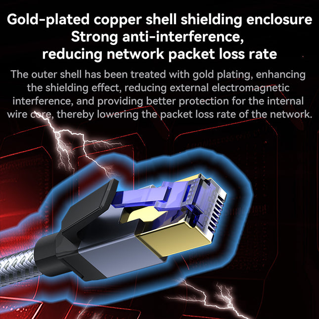 VegGieg Cat8 FTP Braided Ethernet Cable | Fluke Tested 40Gbps RJ45 LAN Cable with Gold-Plated Connectors