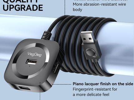 VegGieg 4-Port USB Hub | USB 2.0 & USB 3.0 Options | 1m Cable | External Power Support | High-Speed Data Transfer