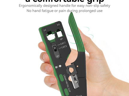 VegGieg Dovetail Clamp Network Crimping Tool | CAT5e–CAT8 | 3-in-1 Cut / Strip / Crimp | Precision & Durable Design