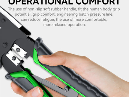 VegGieg V-E106 Professional Crimping Tool | RJ45 / RJ12 / RJ11 Modular Plug Crimper | Cable Stripper & Cutter | Durable Steel Build
