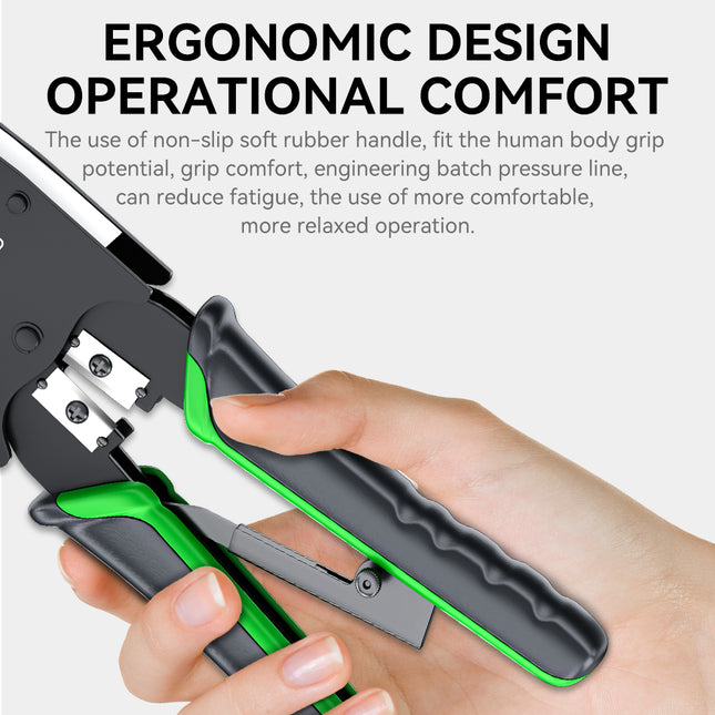 VegGieg V-E106 Professional Crimping Tool | RJ45 / RJ12 / RJ11 Modular Plug Crimper | Cable Stripper & Cutter | Durable Steel Build