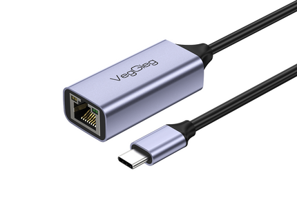VegGieg USB-C to Ethernet Adapter | 100Mbps & 1000Mbps | Alloy Shell | Plug & Play | Type-C Network Solution