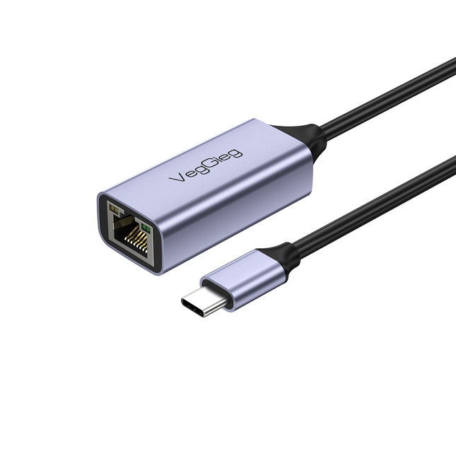VegGieg USB-C to Ethernet Adapter | 100Mbps & 1000Mbps | Alloy Shell | Plug & Play | Type-C Network Solution