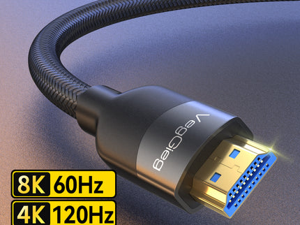 VegGieg V-H904 HDMI 2.1 8K Ultra High-Speed Cable | 48Gbps | 8K@60Hz | HDR | VRR | eARC | Gold-Plated | Durable (10m, 15m, 20m)