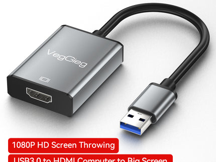 VegGieg USB 3.0 to HDMI Adapter | 1080P @ 60Hz | USB to HDMI Video Converter for Laptop, Desktop, Projector, TV | Plug & Play | Dual Display Modes