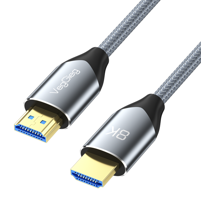 VegGieg V-H402 HDMI 2.1 Ultra High-Speed Cable | 8K@60Hz | 4K@120Hz | 48Gbps | VRR, QFT, ALLM | Gold-Plated | Durable & Reliable (1.5m, 3m, 5m)