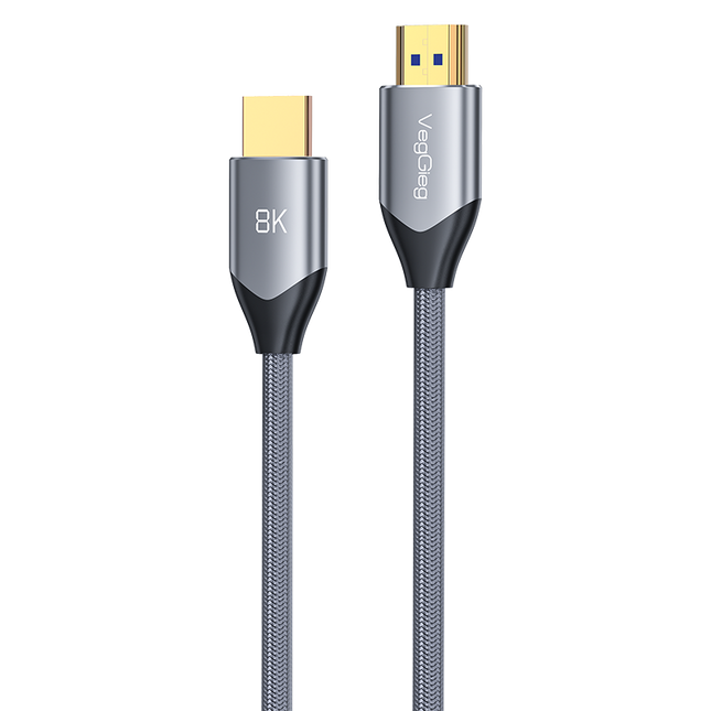 VegGieg V-H402 HDMI 2.1 Ultra High-Speed Cable | 8K@60Hz | 4K@120Hz | 48Gbps | VRR, QFT, ALLM | Gold-Plated | Durable & Reliable (1.5m, 3m, 5m)