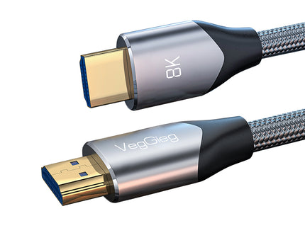 VegGieg V-H402 HDMI 2.1 Ultra High-Speed Cable | 8K@60Hz | 4K@120Hz | 48Gbps | VRR, QFT, ALLM | Gold-Plated | Durable & Reliable (1.5m, 3m, 5m)