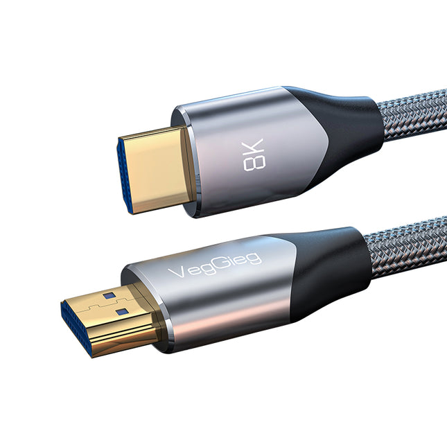 VegGieg V-H402 HDMI 2.1 Ultra High-Speed Cable | 8K@60Hz | 4K@120Hz | 48Gbps | VRR, QFT, ALLM | Gold-Plated | Durable & Reliable (1.5m, 3m, 5m)