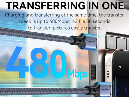 VegGieg USB-C to USB-C 100W PD Fast Charging Cable | 1.2m Braided | 5A E-Marker Chip | 480Mbps Data Transfer | CarPlay & Android Auto Compatible