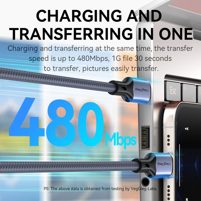 VegGieg USB-C to USB-C 100W PD Fast Charging Cable | 1.2m Braided | 5A E-Marker Chip | 480Mbps Data Transfer | CarPlay & Android Auto Compatible