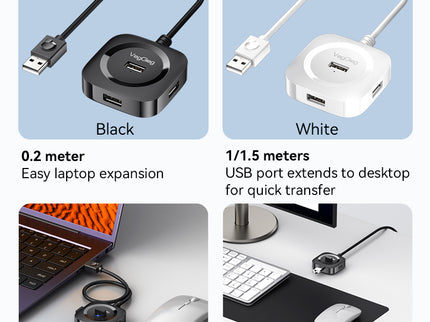 VegGieg 4-Port USB Hub | USB 2.0 & USB 3.0 Options | 1m Cable | External Power Support | High-Speed Data Transfer