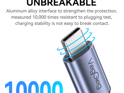 VegGieg USB Type-C Gen 2 Extension Cable | 100W PD Fast Charging | 10Gbps Data Transfer | 4K@60Hz Video | Smart E-Marker Chip | USB-C Male to Female | 1M / 2M