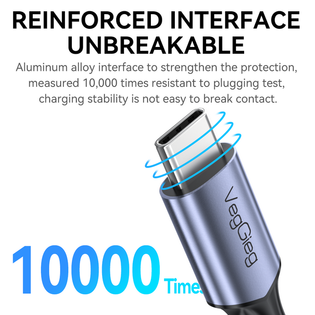 VegGieg USB Type-C Gen 2 Extension Cable | 100W PD Fast Charging | 10Gbps Data Transfer | 4K@60Hz Video | Smart E-Marker Chip | USB-C Male to Female | 1M / 2M