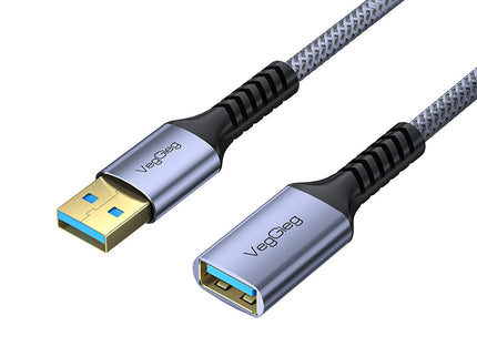 VegGieg USB 3.0 Braided Extension Cable | Premium Aluminium Shell High-Speed USB Extension Cable