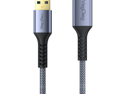 VegGieg USB 3.0 Braided Extension Cable | Premium Aluminium Shell High-Speed USB Extension Cable