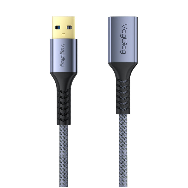 VegGieg USB 3.0 Braided Extension Cable | Premium Aluminium Shell High-Speed USB Extension Cable