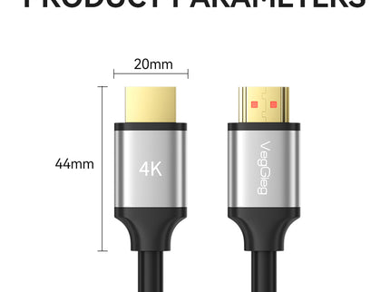 VegGieg HDMI 2.0 High-Speed 4K@60Hz Cable with Gold-Plated Connectors