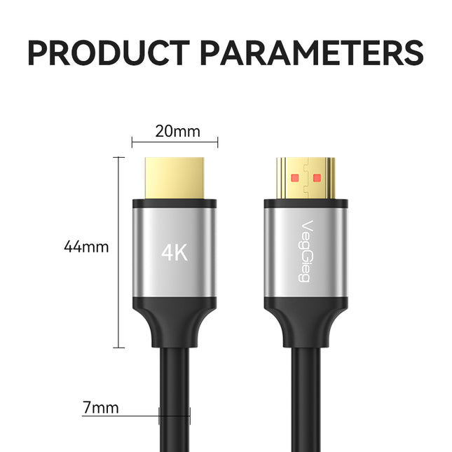 VegGieg HDMI 2.0 High-Speed 4K@60Hz Cable with Gold-Plated Connectors