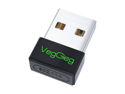 VegGieg 150Mbps Wireless USB Adapter | 2.4GHz Plug & Play WiFi Network Adapter for Desktop & Laptop