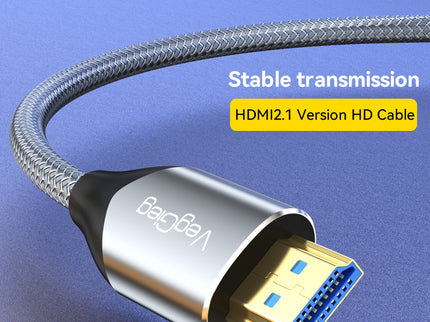 VegGieg V-H402 HDMI 2.1 Ultra High-Speed Cable | 8K@60Hz | 4K@120Hz | 48Gbps | VRR, QFT, ALLM | Gold-Plated | Durable & Reliable (1.5m, 3m, 5m)