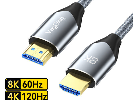 VegGieg V-H402 HDMI 2.1 Ultra High-Speed Cable | 8K@60Hz | 4K@120Hz | 48Gbps | VRR, QFT, ALLM | Gold-Plated | Durable & Reliable (1.5m, 3m, 5m)
