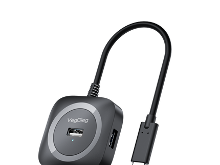 VegGieg Type-C to 4-Port USB Hub | USB 2.0 & USB 3.0 Options | 1m Cable | External Power Support | High-Speed Expansion VC341
