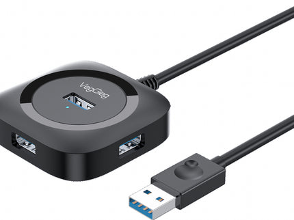 VegGieg 4-Port USB Hub | USB 2.0 & USB 3.0 Options | 1m Cable | External Power Support | High-Speed Data Transfer