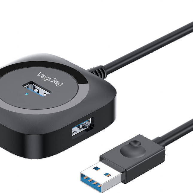 VegGieg 4-Port USB Hub | USB 2.0 & USB 3.0 Options | 1m Cable | External Power Support | High-Speed Data Transfer