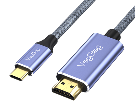 VegGieg USB Type-C to HDMI Cable | 4K@60Hz UHD Output | 2M Braided Video Cable for MacBook, iPad, Samsung, and More