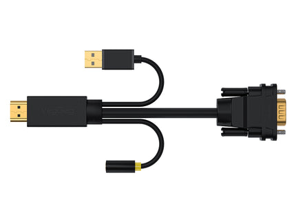 VegGieg HDMI to VGA Cable with Audio & USB Power | 1080P @ 60Hz | HDTV to VGA Converter Cable for Monitor, Projector, TV | 1.5M | Plug & Play