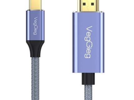 VegGieg USB Type-C to HDMI Cable | 4K@60Hz UHD Output | 2M Braided Video Cable for MacBook, iPad, Samsung, and More