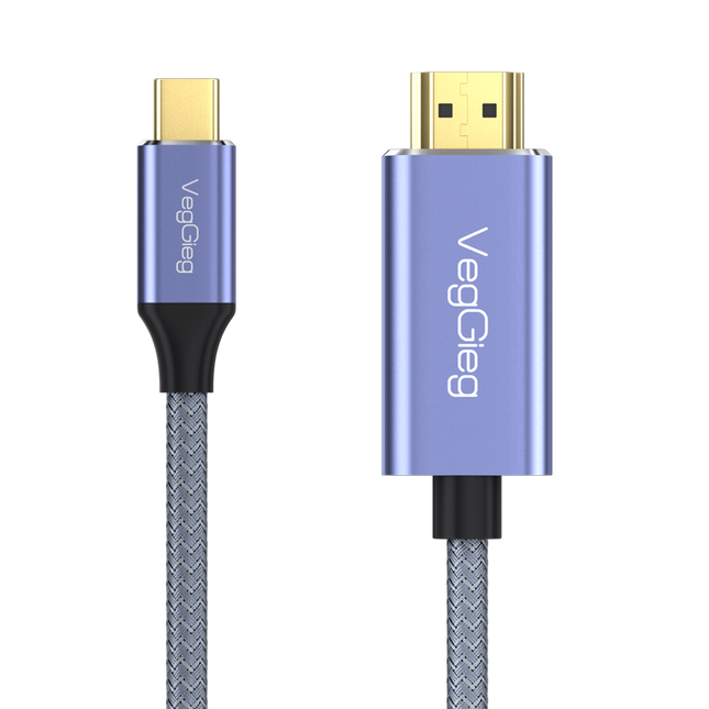VegGieg USB Type-C to HDMI Cable | 4K@60Hz UHD Output | 2M Braided Video Cable for MacBook, iPad, Samsung, and More