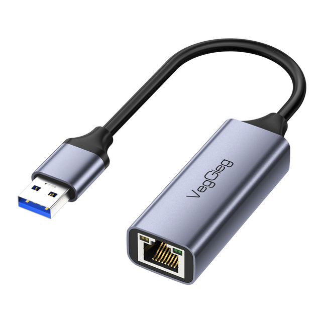 VegGieg USB to Ethernet Adapter | 100Mbps & 1000Mbps | Alloy Shell | Plug & Play | USB 2.0/3.0 Support
