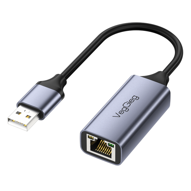 VegGieg USB to Ethernet Adapter | 100Mbps & 1000Mbps | Alloy Shell | Plug & Play | USB 2.0/3.0 Support