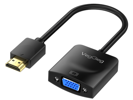 VegGieg HDMI to VGA Adapter | 1080P @ 60Hz | With or Without Audio | Video Converter for Monitor, Projector, TV